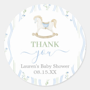 Schommelend Paard Jongens Baby Shower Ronde Sticke Sticker