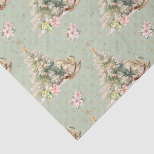 Schommelend Paard Kerstboom Weefsel Papier (Detail)