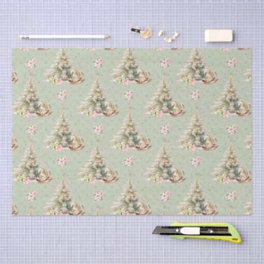 Schommelend Paard Kerstboom Weefsel Papier (Craft)