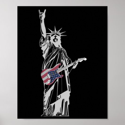 Schommelend Vrijheidsbeeld 4 juli gitaar Poster (Voorkant)
