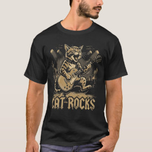 Schommelende Kat Gitaar Grappige Muziek Dierenontw T-shirt