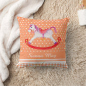 Schommelende paardenkunst oranje perzik naam kinde kussen (Deken)