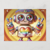 schommelende retrobot uitnodiging briefkaart (Voorkant)