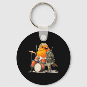 Schommelende Robin Vogel Kostuum met Cool Drums Mu Sleutelhanger