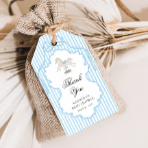 Schommelpaard Blauw Baby Shower Bedankt