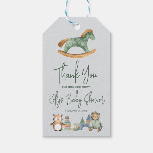 Schommelpaard Geslachtsneutrale Boho Speelgoed Bab Cadeaulabel (Voorkant)