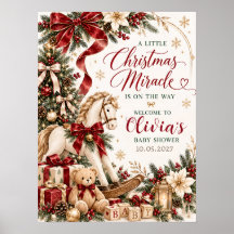 Schommelpaard Kerst Baby Shower Poster