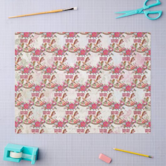  schommelpaard Kerstgroet Patroon Tissuepapier (Craft)