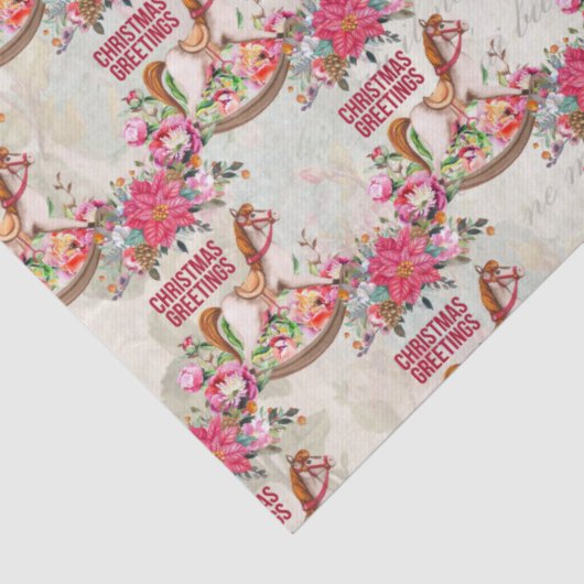  schommelpaard Kerstgroet Patroon Tissuepapier (Detail)