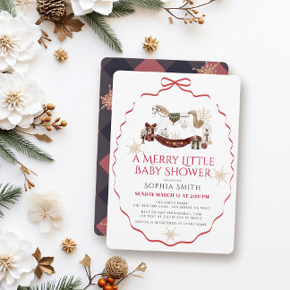 Schommelpaard Kerstmis Merry Little Baby Shower Kaart