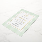 Schommelpaard Mint Gingham Doop Folie Uitnodiging (Gedraaid)