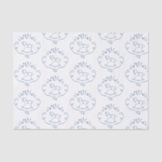  schommelpaard Toile de Jouy baby shower Tissuepapier (Voorkant)