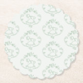  schommelpaard Toile Sage groen baby shower Kartonnen Onderzetters (Voorkant)