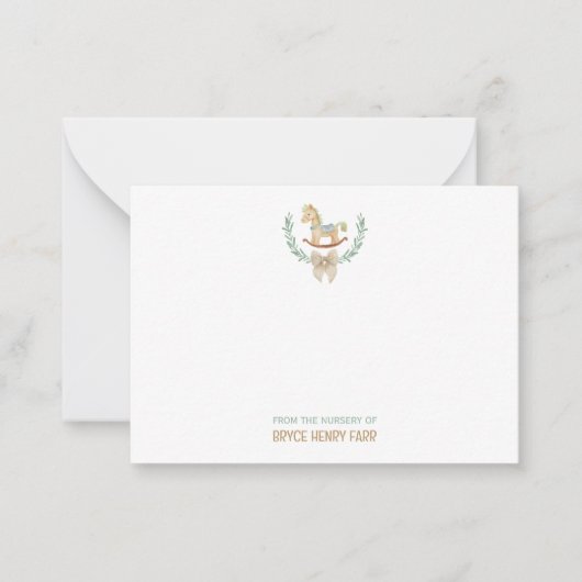 Schommelpaard van de kwekerij Baby Flat Note Kaart Notitiekaartje (Voorkant)