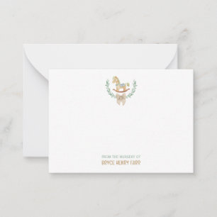 Schommelpaard van de kwekerij Baby Flat Note Kaart Notitiekaartje