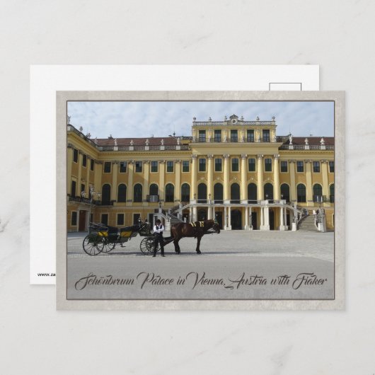 Schönbrunn Palace in Vienna, Austria with Fiaker Briefkaart (Voorkant / Achterkant)
