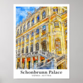 Schonbrunn Palace Vienna Oostenrijk Reizen Waterve Poster (Voorkant)