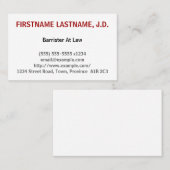 Schone barrister bij het Visitekaartje van de wet (Voorkant / Achterkant)