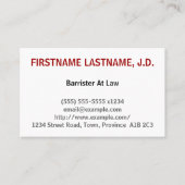 Schone barrister bij het Visitekaartje van de wet (Voorkant)