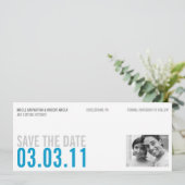 Schone Blauwe Foto Save The Date (Staand voorkant)