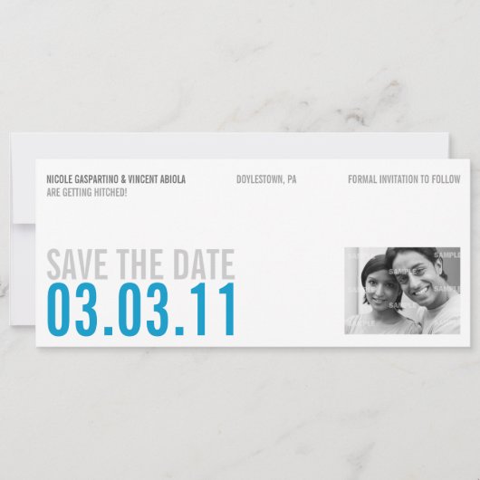 Schone Blauwe Foto Save The Date (Voorkant)