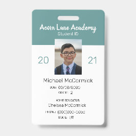 Schone Blauwgroen Homeschool Student ID Badge