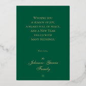 Schone bosgroene sneeuwvlokken kerstgoud folie feestdagenkaart (Achterkant)