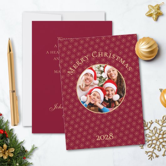 Schone Bourgogne Gouden Sneeuwvlokken Kerstmis Feestdagenkaart