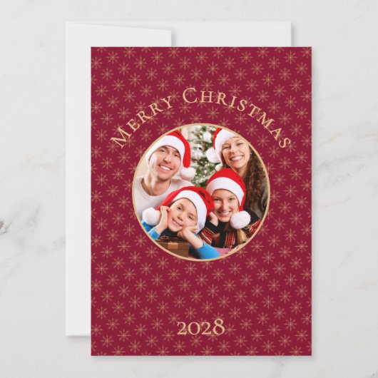 Schone Bourgogne Gouden Sneeuwvlokken Kerstmis Feestdagenkaart (Voorkant)