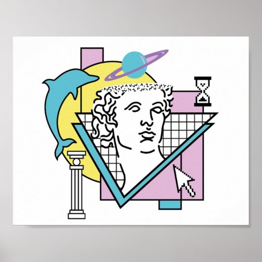 Schone Cartoon met dampgolf esthetica Poster (Voorkant)