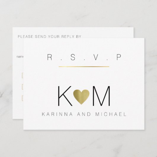 Schone & duidelijke bruiloft RSVP Uitnodiging Briefkaart (Voorkant / Achterkant)