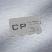 Schone Eenvoudige Grijze Monogram Modern Magnetisch Visitekaartje (Voorbeeld)