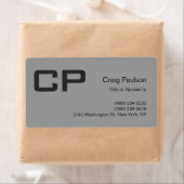 Schone Eenvoudige Grijze Monogram Moderne Zaken Etiket (Insitu)