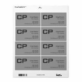 Schone Eenvoudige Grijze Monogram Moderne Zaken Etiket (Full Sheet)