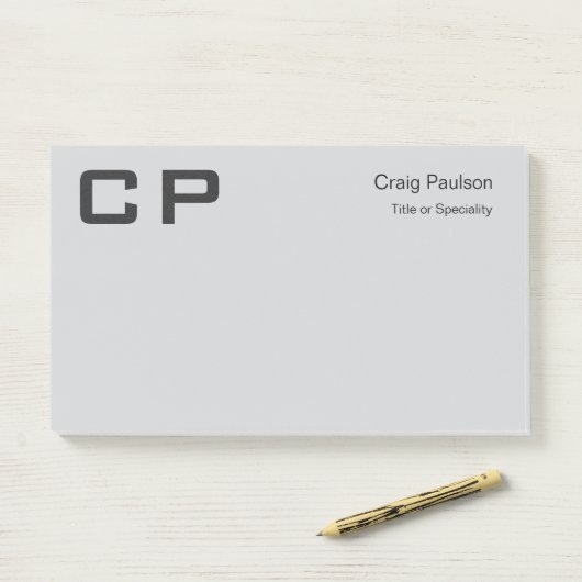 Schone Eenvoudige Grijze Monogram Moderne Zaken Post-it® Notes (Op bureau)