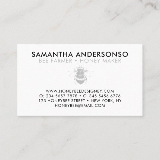 Schone, eenvoudige honing van bijen visitekaartje (Achterkant)