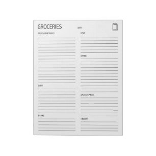 Schone + eenvoudige lijst met kruideniers notitieblok