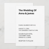 Schone Eenvoudige Moderne Huwelijksuitnodiging Kaart (Voorkant / Achterkant)