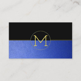 Schone Elegant Monogram Blauw Faux Leder en zwart Visitekaartje