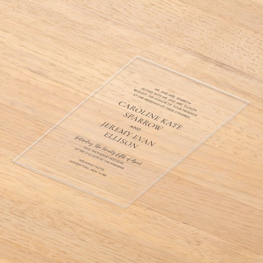 Schone elegante bruiloft acryl uitnodigingen (Laagn)