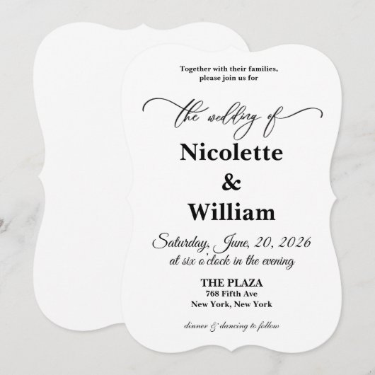 Schone elegante bruiloft uitnodiging (Voorkant / Achterkant)