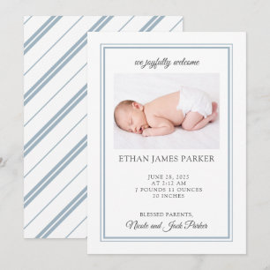 Schone elegante klassieke baby geboortekaartje aankondiging
