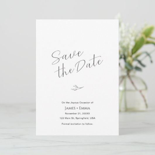 Schone en elegante bruiloft Save the Date Kaart (Staand voorkant)