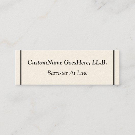 Schone en low-key barrister op het Visitekaartje v (Voorkant)