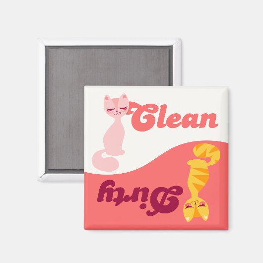 Schone en vuile Katten - Dishwasmachine Magnet (Voorkant / Achterkant)
