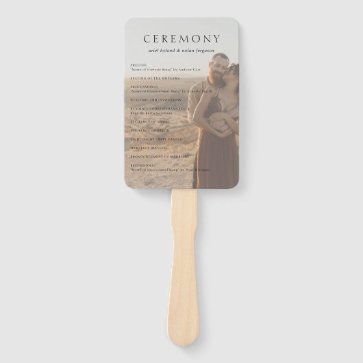 Schone foto Modern huwelijksprogramma Handwaaier (Voorkant)