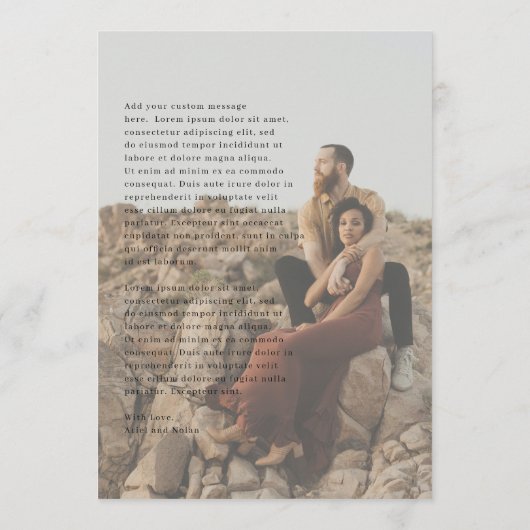 Schone foto Moderne bruiloft Menu (Achterkant)