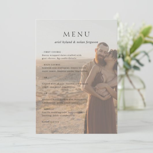 Schone foto Moderne bruiloft Menu (Staand voorkant)