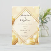 Schöne Goldige Hochzeitseinladung Karte Kaart (Staand voorkant)