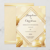 Schöne Goldige Hochzeitseinladung Karte Kaart (Voorkant / Achterkant)